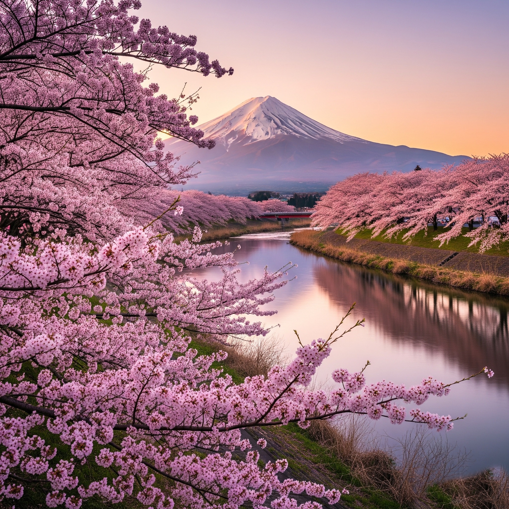 Today's Mount Fuji—Kawazu cherry blossoms are starting to bloom