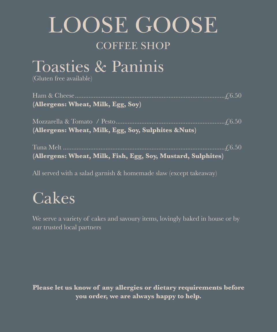 Our Menu 🥐🥖🥪 🍰 ☕️ 🫖 - The Loose Goose Coffee Shop | Facebook