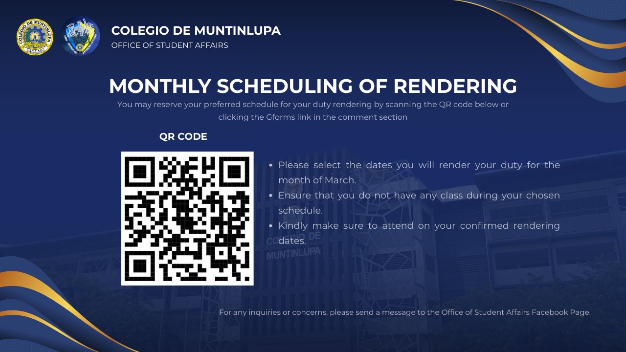𝐌𝐀𝐑𝐂𝐇 | 𝐒𝐂𝐇𝐄𝐃𝐔𝐋𝐈𝐍𝐆 𝐎𝐅... - CDM - Office of Student Affairs | Facebook