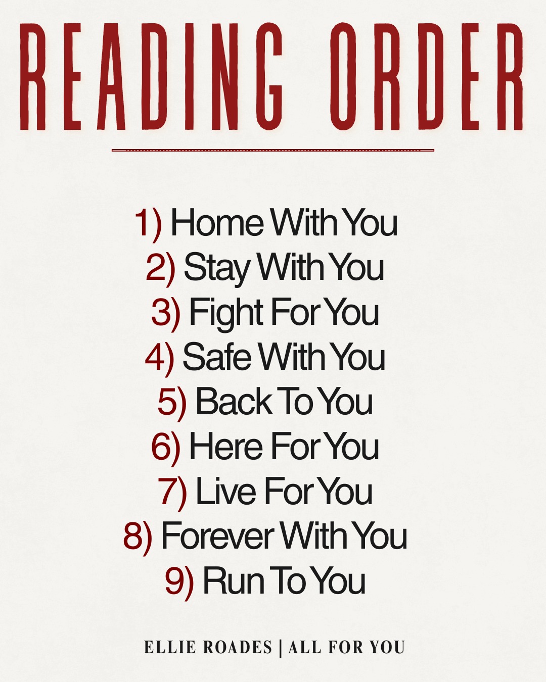 THE ALL FOR YOU READING ORDER If... - Author Ellie Rayne | Facebook