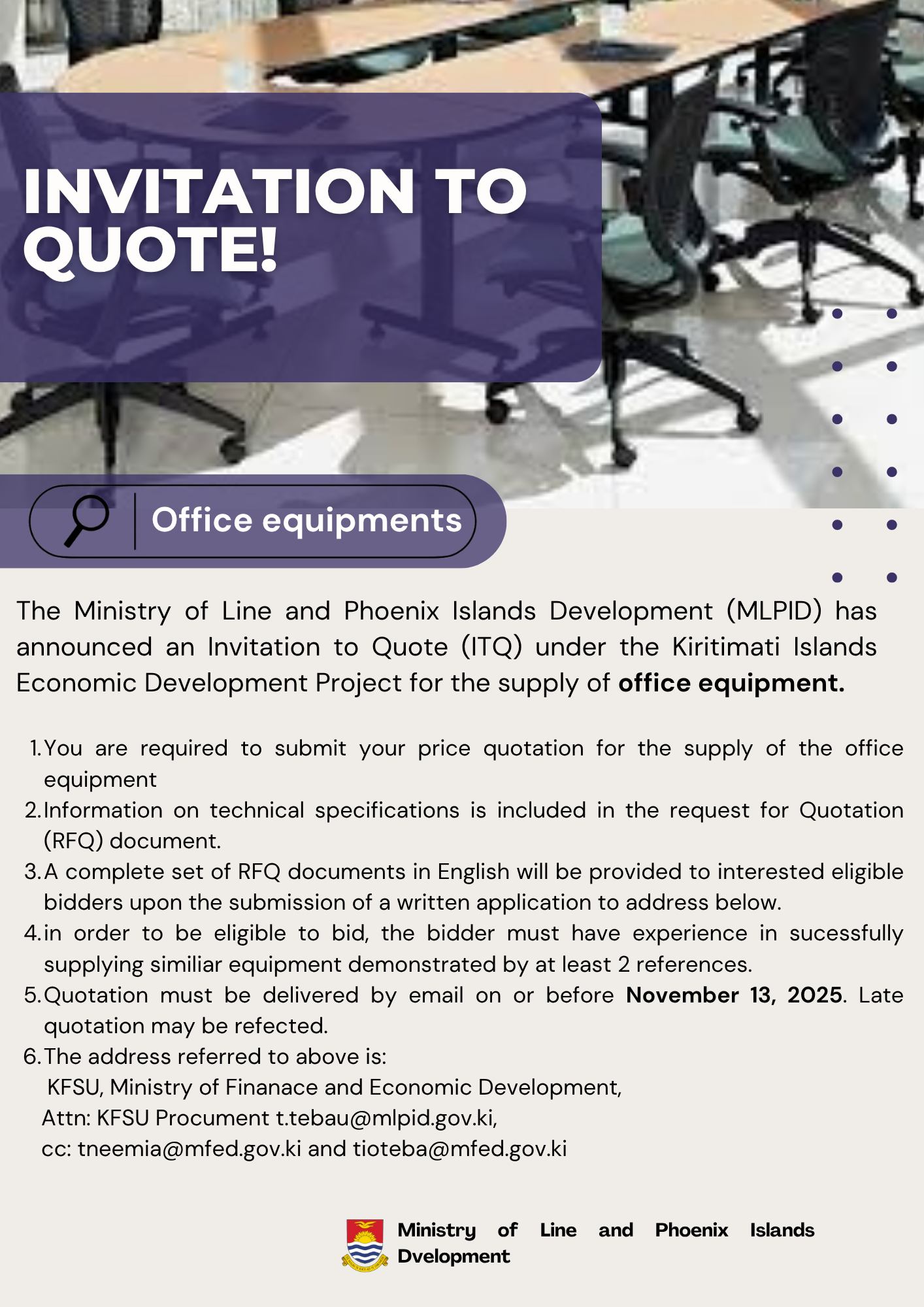 📢... - Ministry of Line and Phoenix Islands Development | Facebook