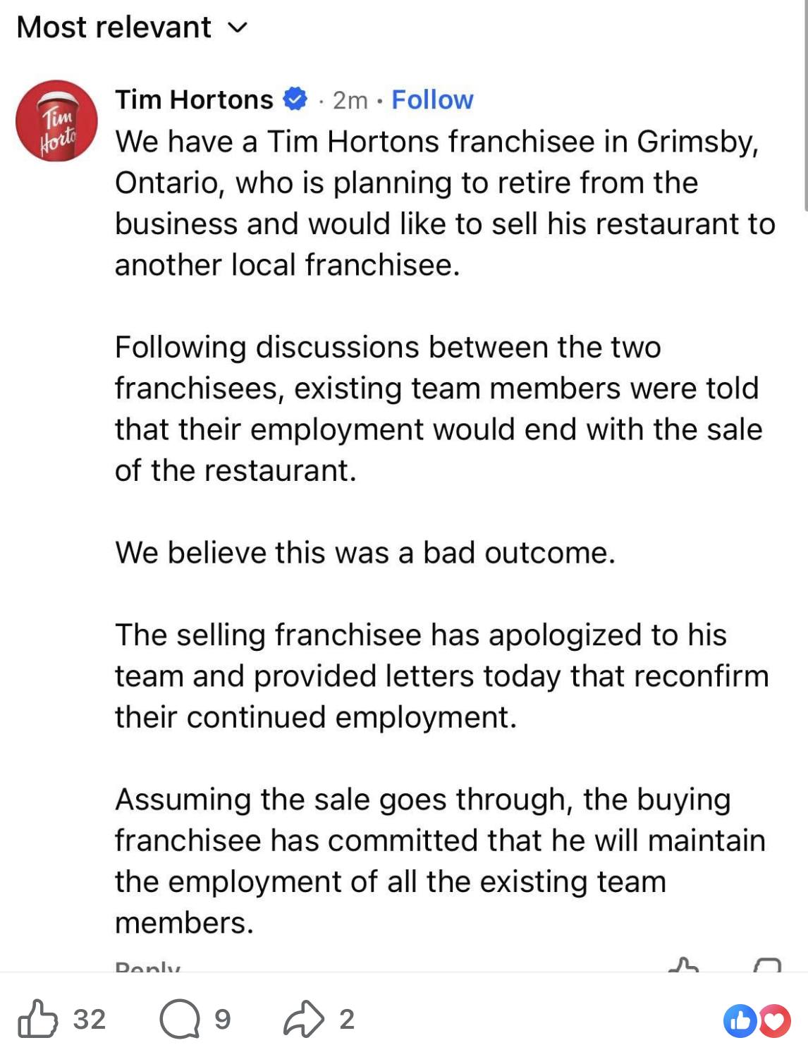 The Grimsby - UPDATE: Tim Hortons Corporate Steps In to Save Jobs ...