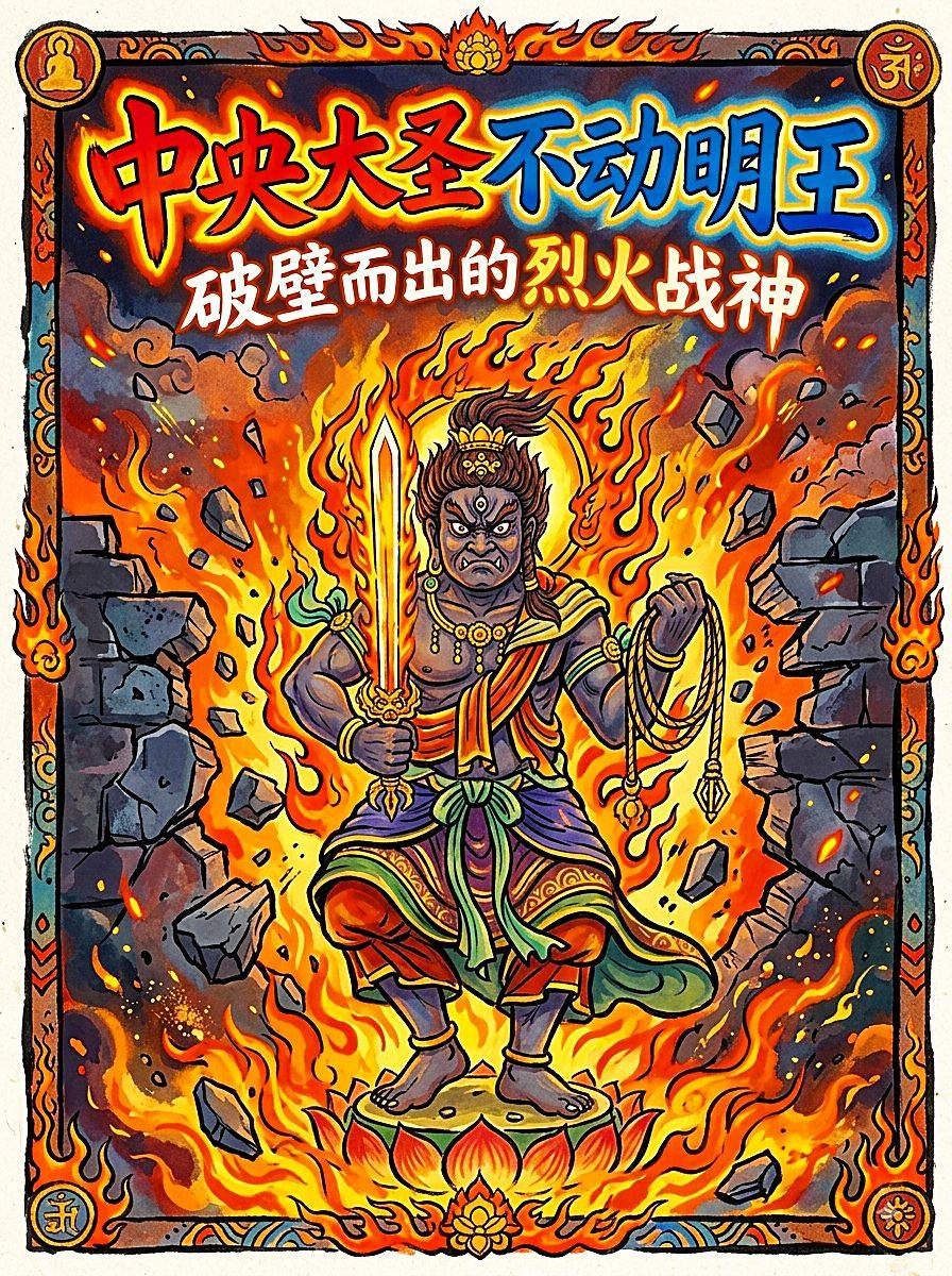大日如来教令轮身。中央大圣不动明王