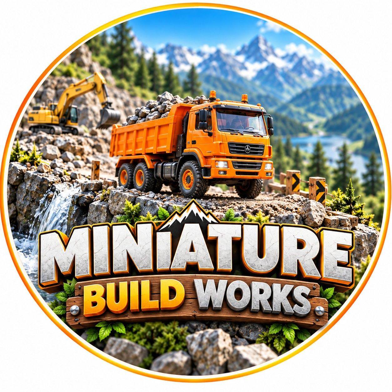A tiny orange truck is at the broken edge — the riverbank has collapsed ...