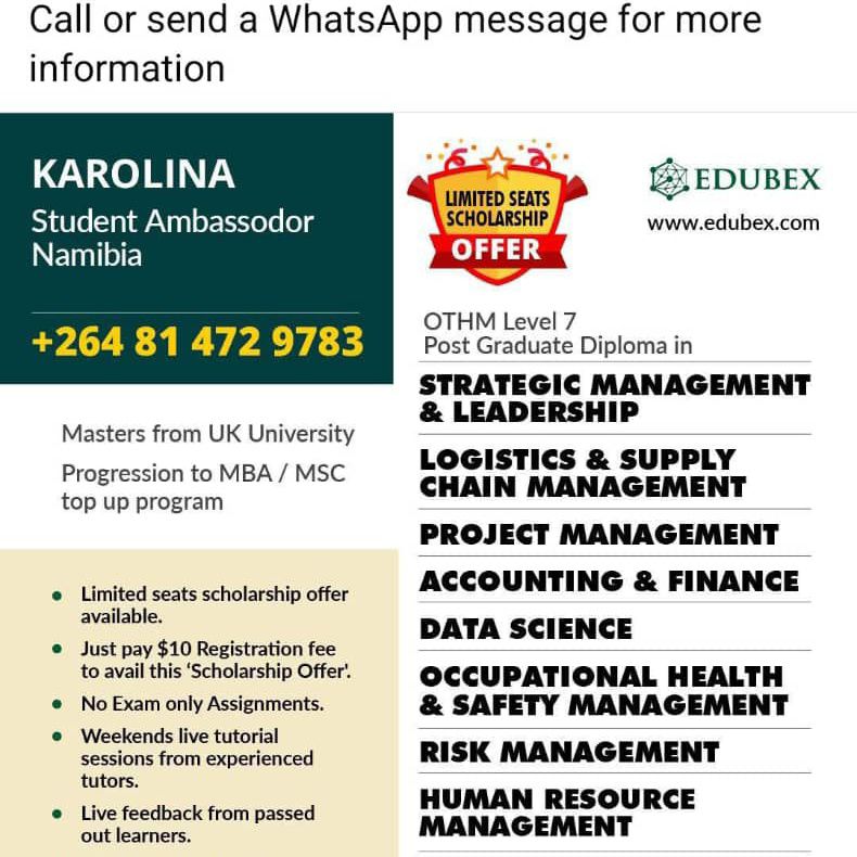 Karolina Namibia Edubex Student Ambassador