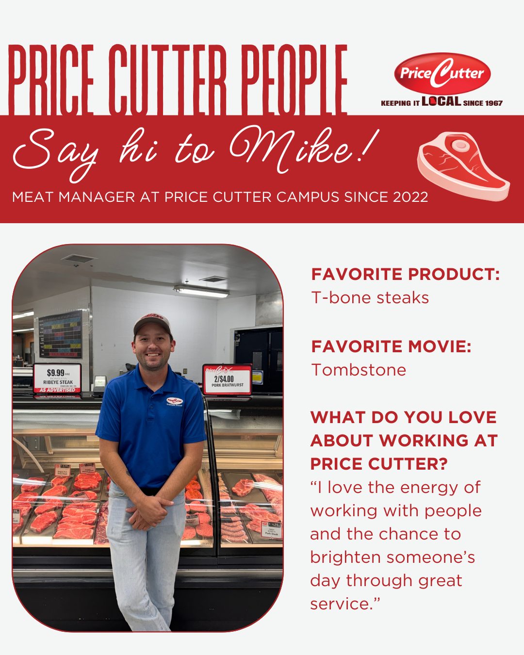 🌟 Meet Mike! 🌟 🥩 Mike is our Meat... - Price Cutter Campus | Facebook