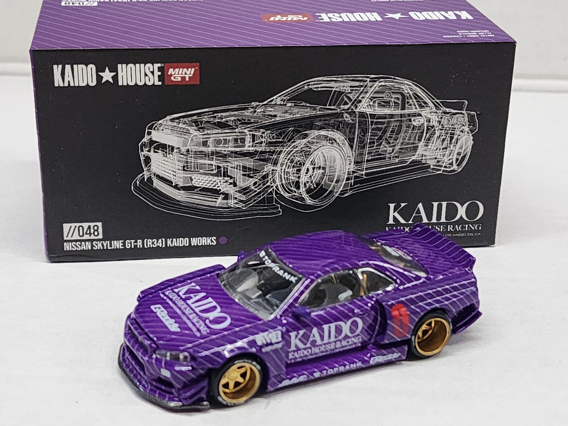 KAIDO HOUSE X MINI GT Nissan Skyline GT-R r34 #48 purple Nissan