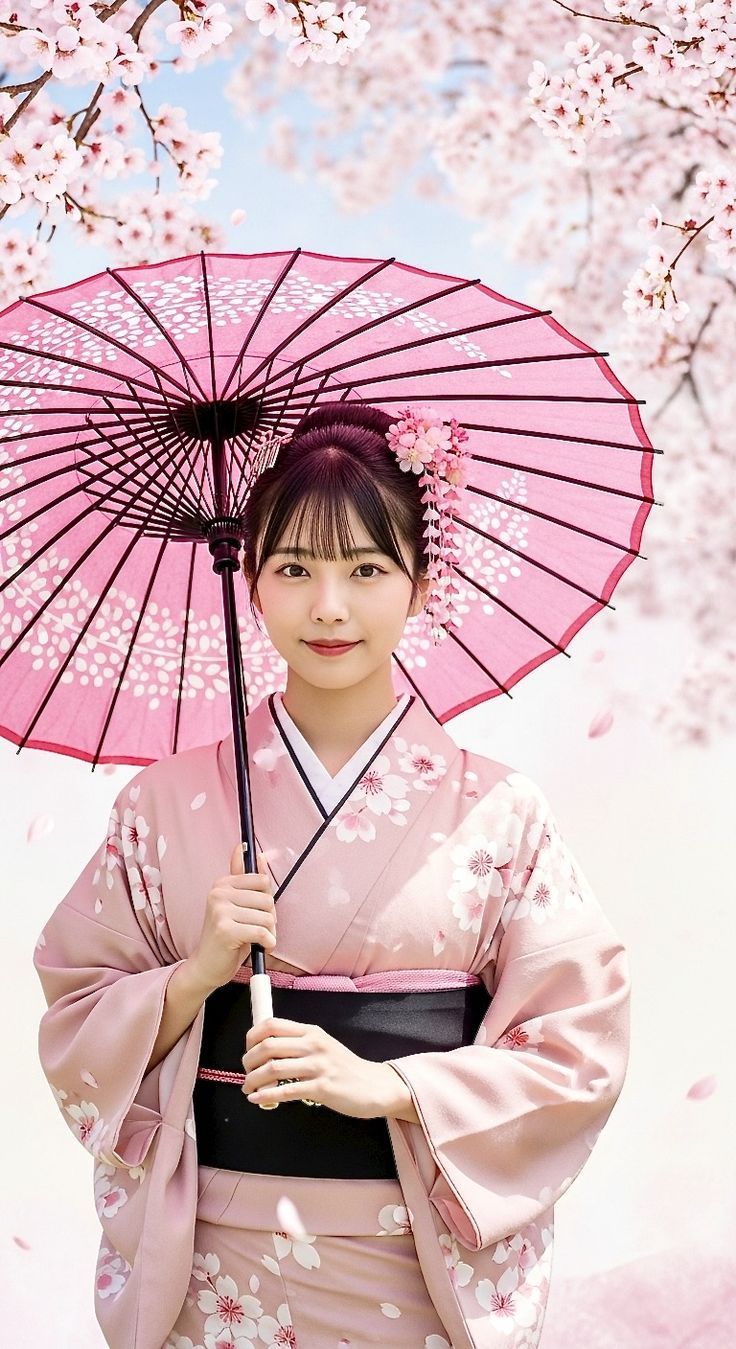 Lovely young lady in a pink furisode 振袖 Japanese kimono ^-^