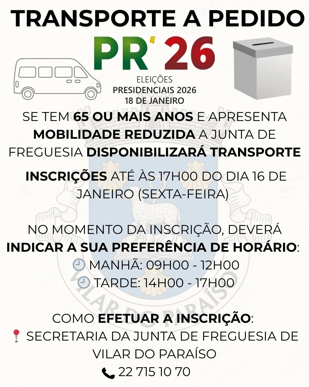 🗳️ Eleições... - Junta de Freguesia de Vilar do Paraíso | Facebook