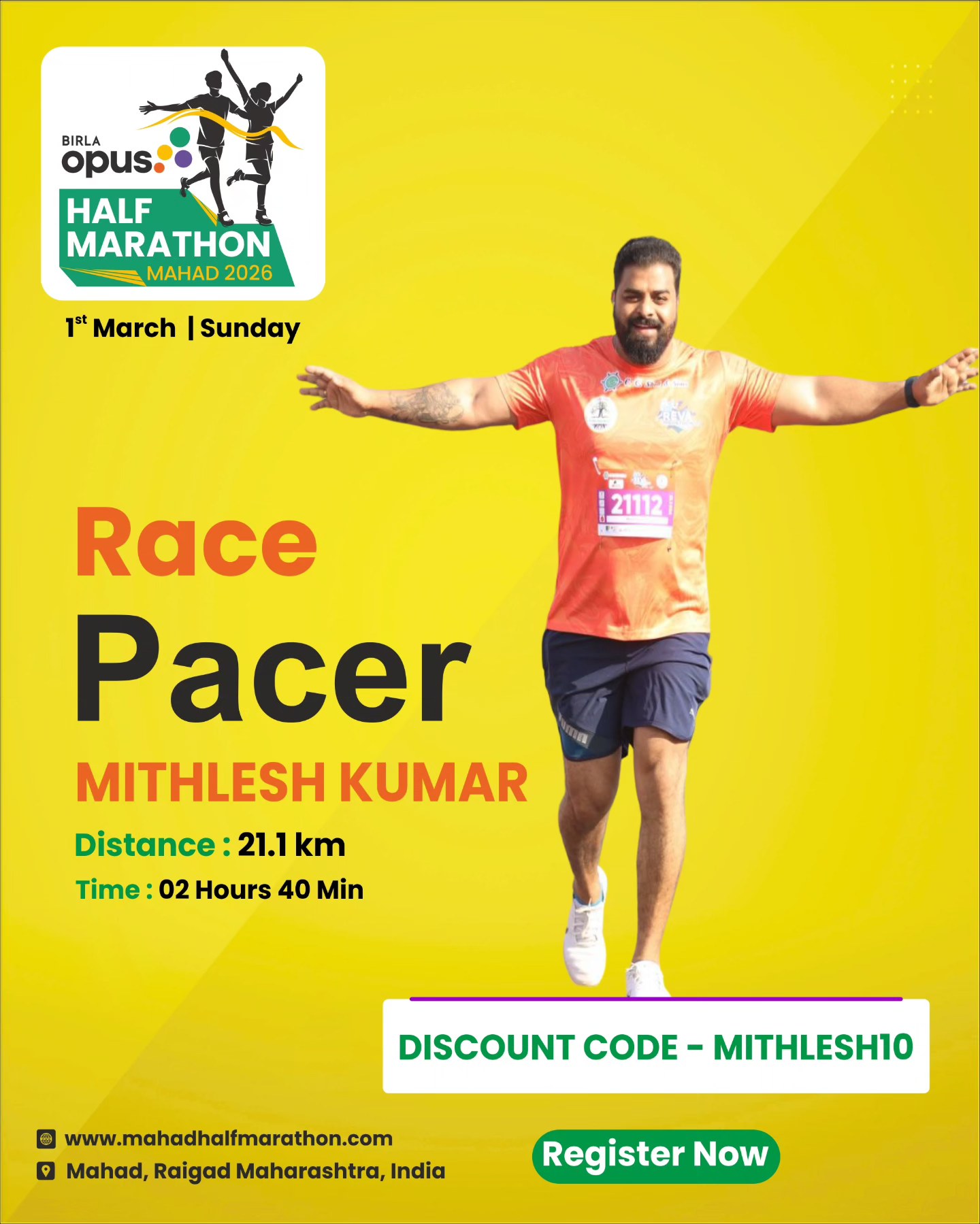 🏃‍♂️ Meet Our Official Race... - Birla Opus Half Marathon | Facebook