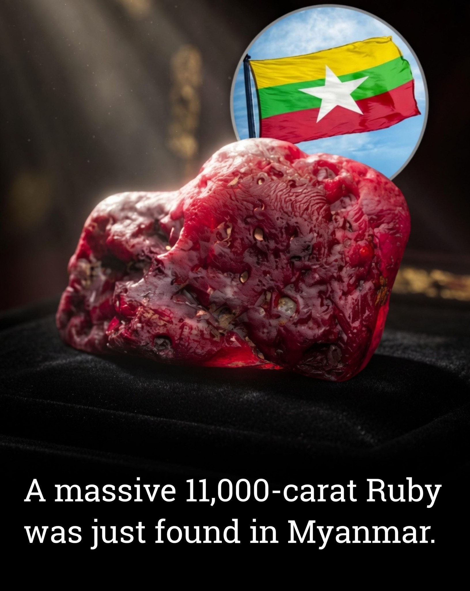 The rough ruby weighs about half as much as the largest ruby ever