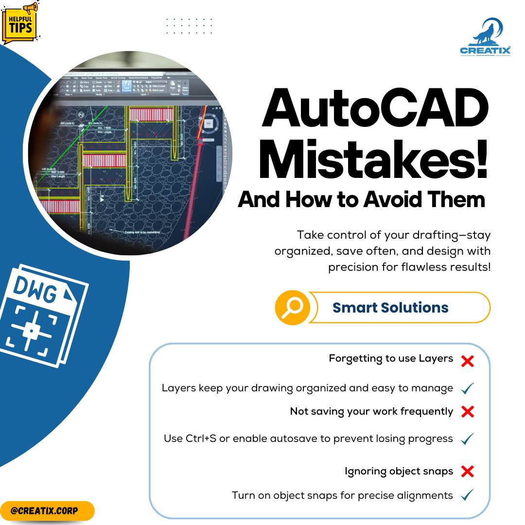 Creatix - 🚨 Stop making these common #AutoCAD mistakes! 🚨 💡 Take ...