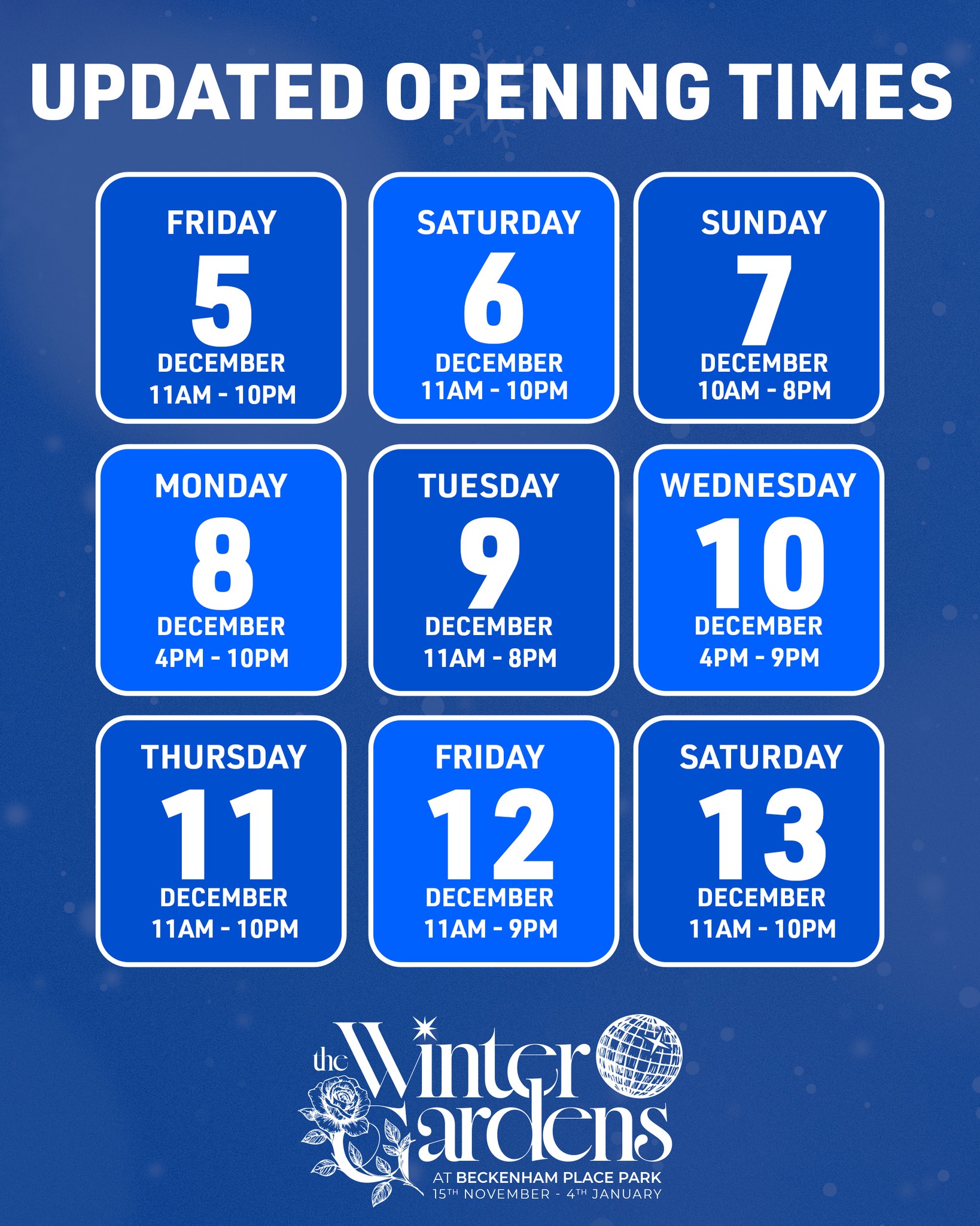 The Winter - ⏰ Opening Times Update! Make a note of our revised hours ...