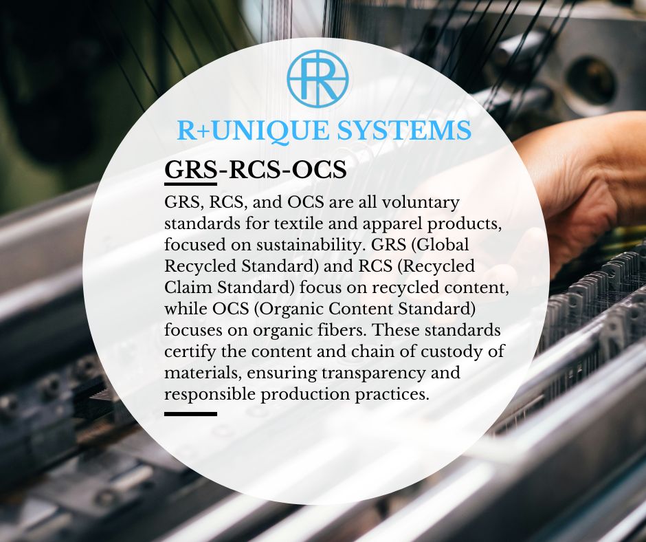 R+ - GRS, RCS, and OCS are all international, voluntary standards used ...