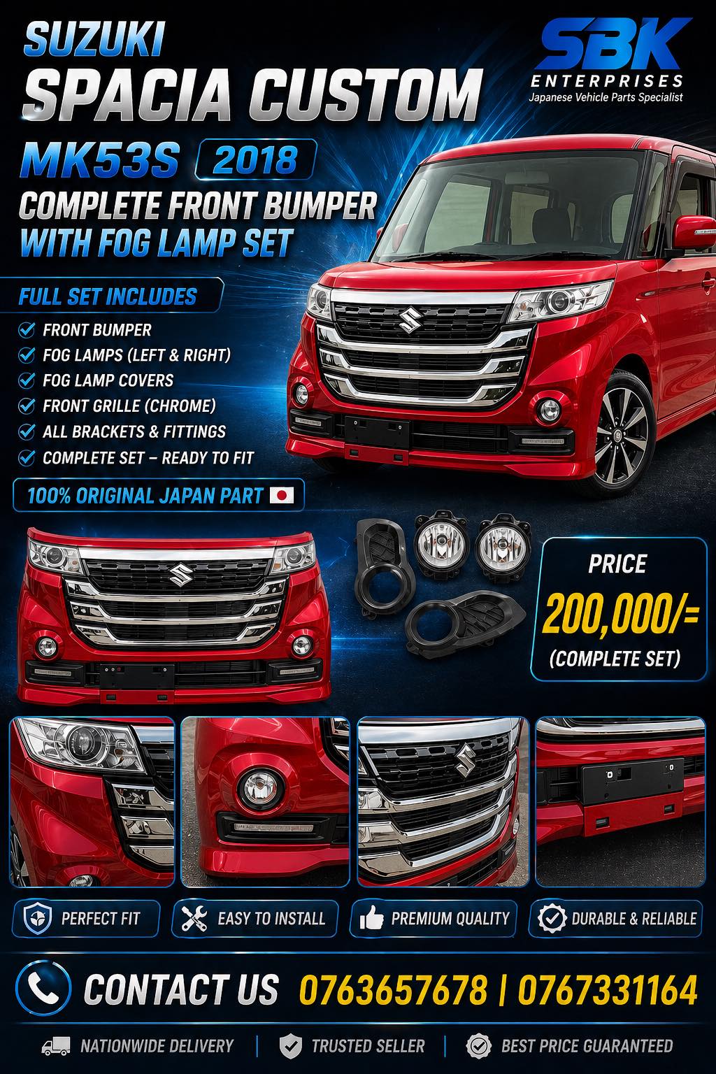 ? Suzuki Spacia Custom MK53S 2018 – Complete Front Bumper Set 