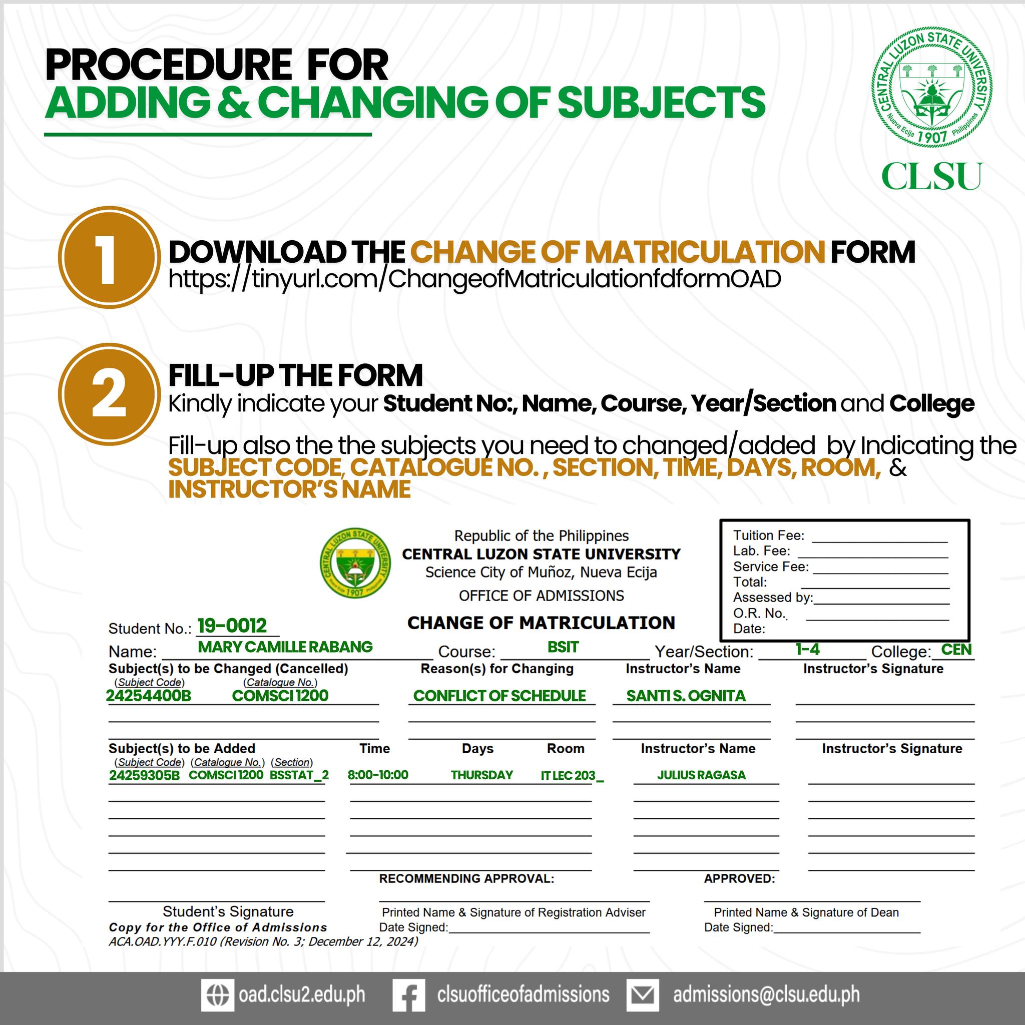 CLSU Office of Admissions... - CLSU Office of Admissions