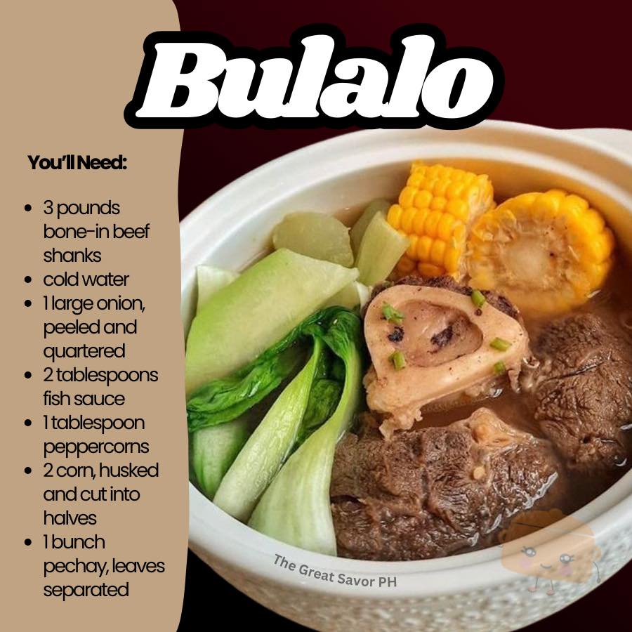 The Great - Bulalo 📌Ingredients * 3 pounds bone-in beef shanks * cold ...