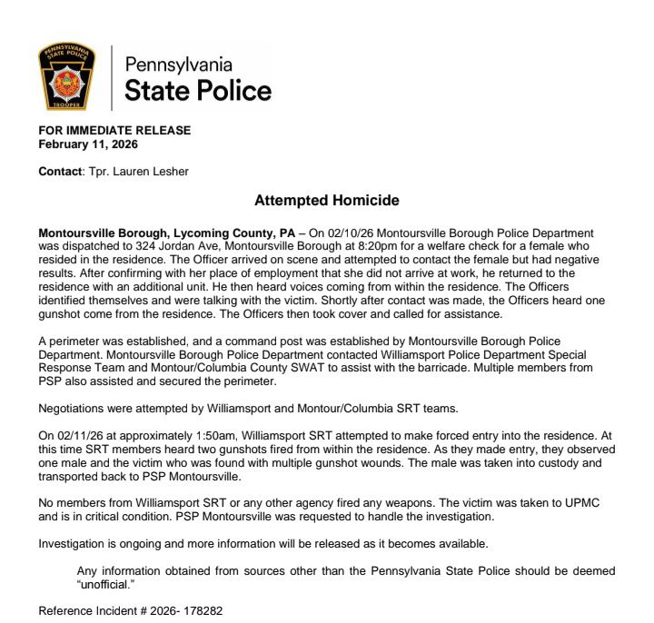 Central - Pennsylvania State Police news release about the Jordan ...