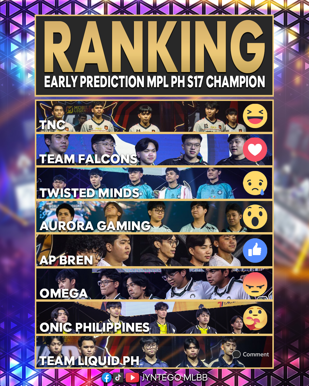 Jyntego MLBB - Team lineups are still unknown. Pick your... | Facebook