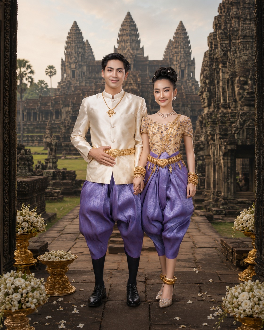 khmer wedding dress Traditional and Sampot heritage costume Cambodia khmer NWT Karina Grimaldi Fortin adset-l12-mica-w-dresses-79-129 Women's Size:Euro 44 = US 12