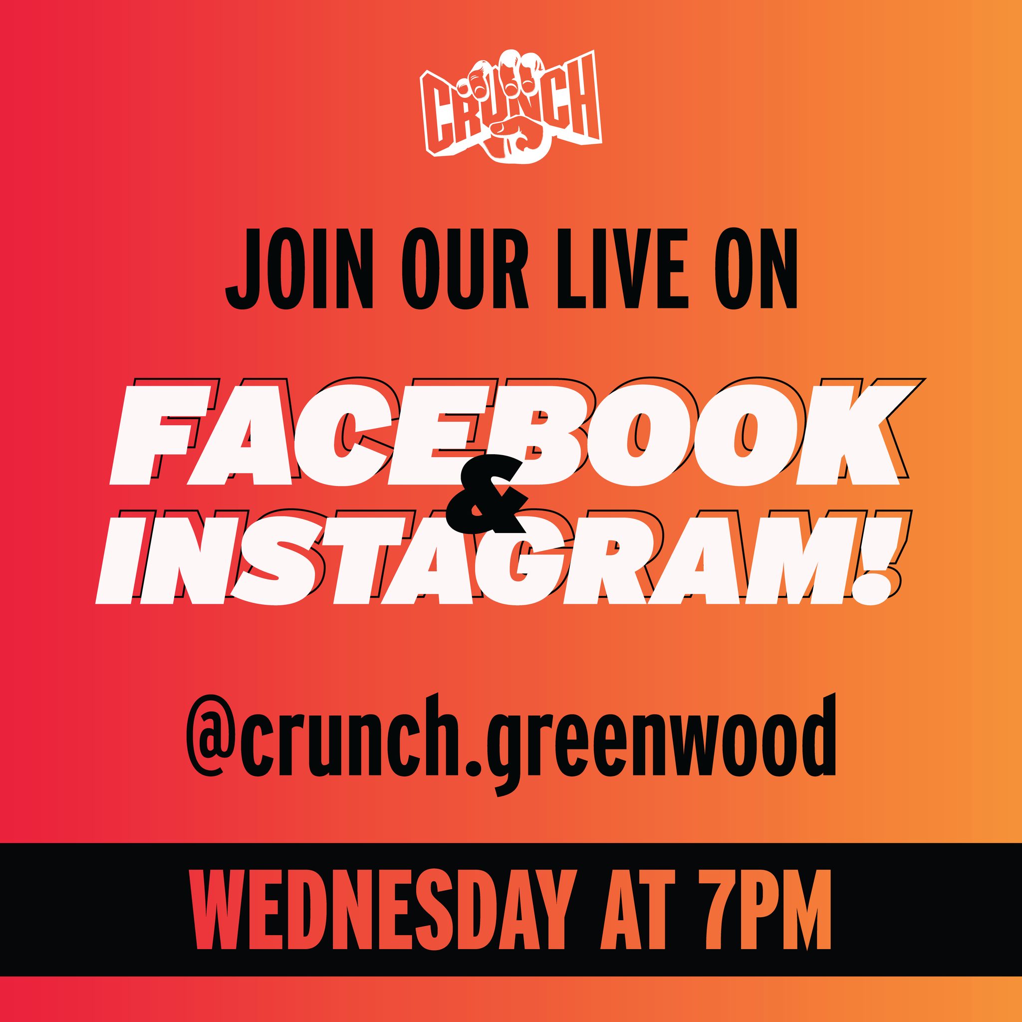Crunch Fitness - Join our FB & Instagram live Q&A TONIGHT...