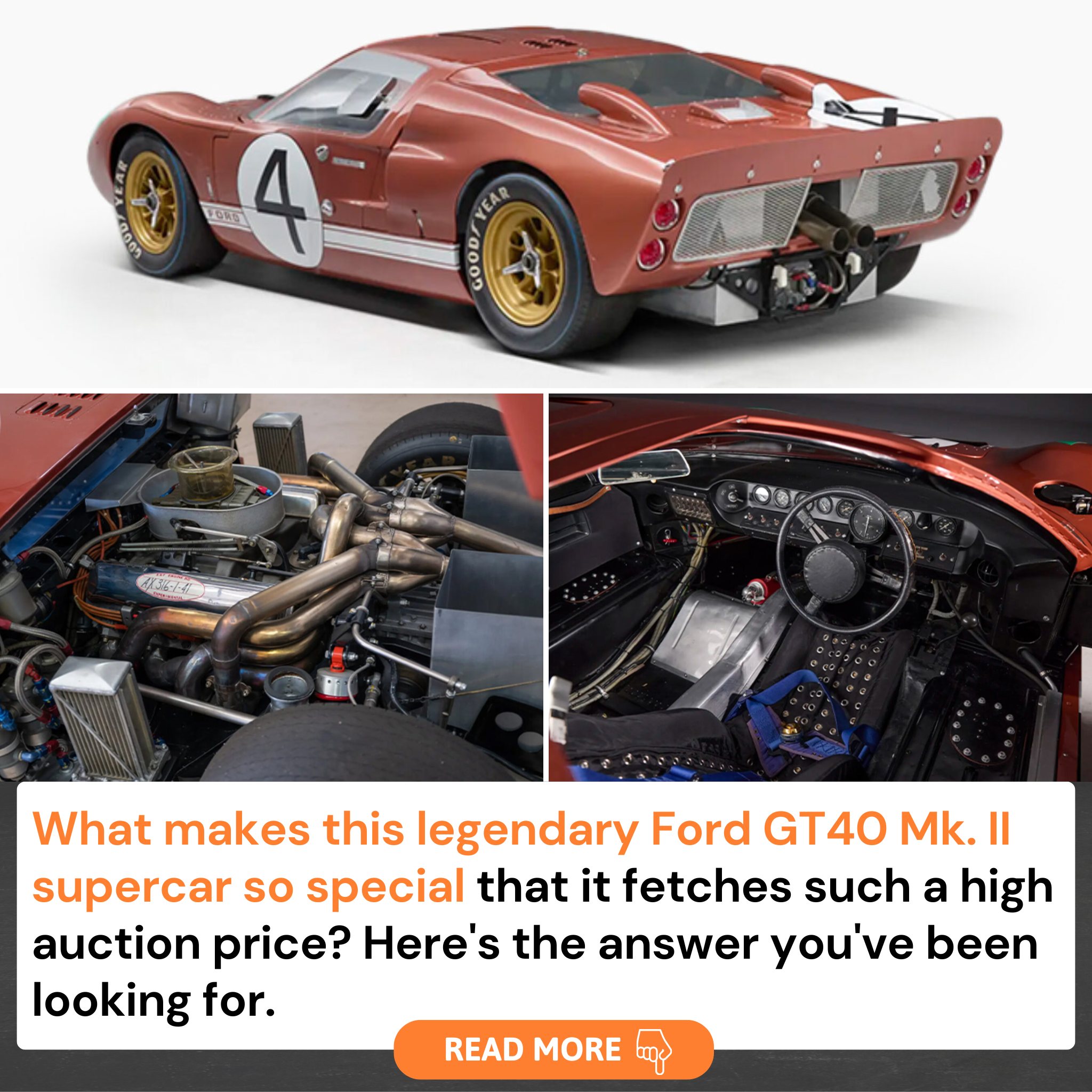 Regarded by Ronnie Spain as the most original GT40 MkII. 1966 Ford