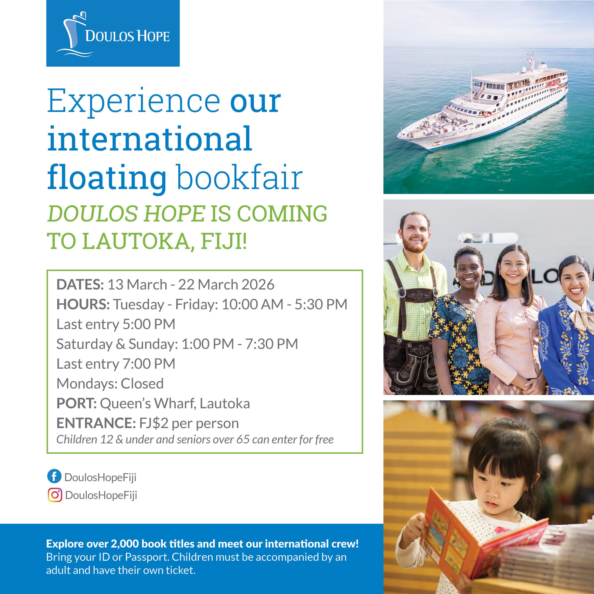 ?Doulos Hope is coming to Fiji!? Lautoka: 13-22 March 2026 Suva 