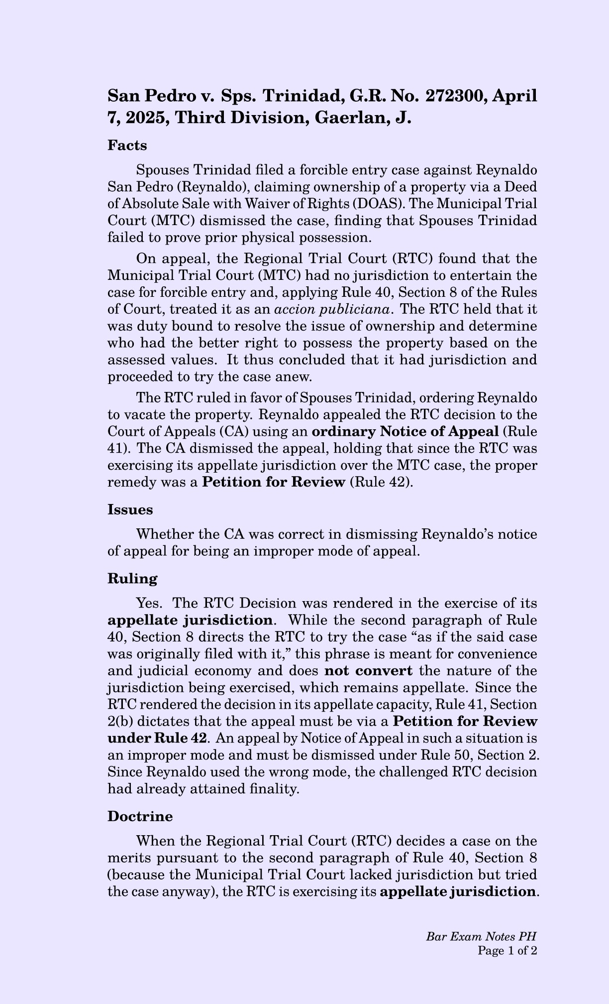 #AMYINGForExcellence #Bar2025 | When the Regional Trial Court (RTC ...