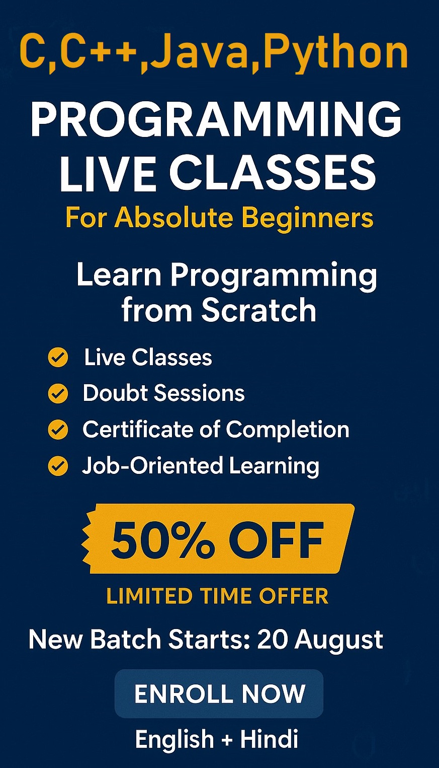 Live Coading Classes In HIndi | Vidisha