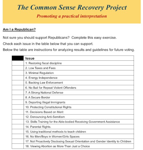 The Common Sense Recovery Project