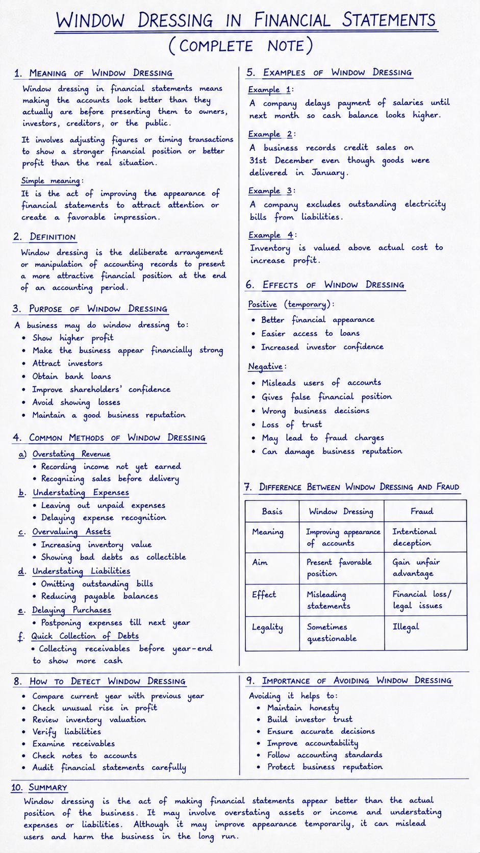 What is window dressing in financial statements?