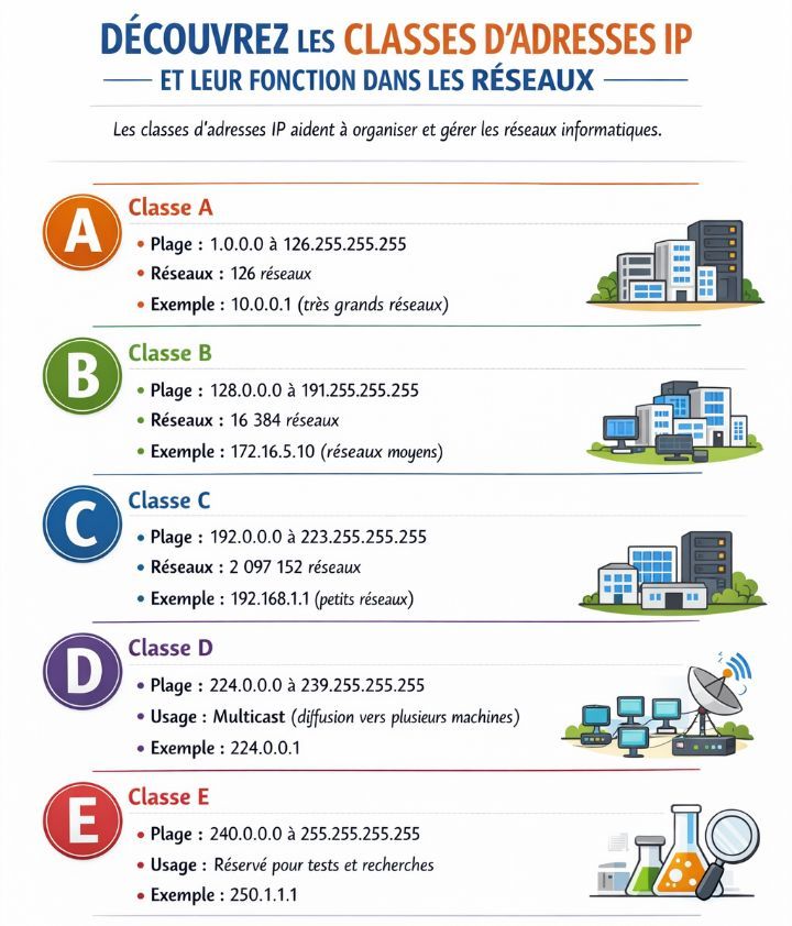 Informatique - DÉCOUVREZ LES CLASSES D’ADRESSES IP ET LEUR FONCTION ...