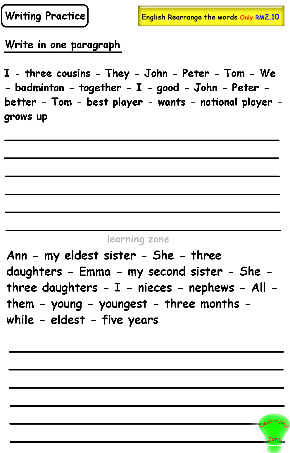 Learning - 👉English Writing ⏩Save n Print