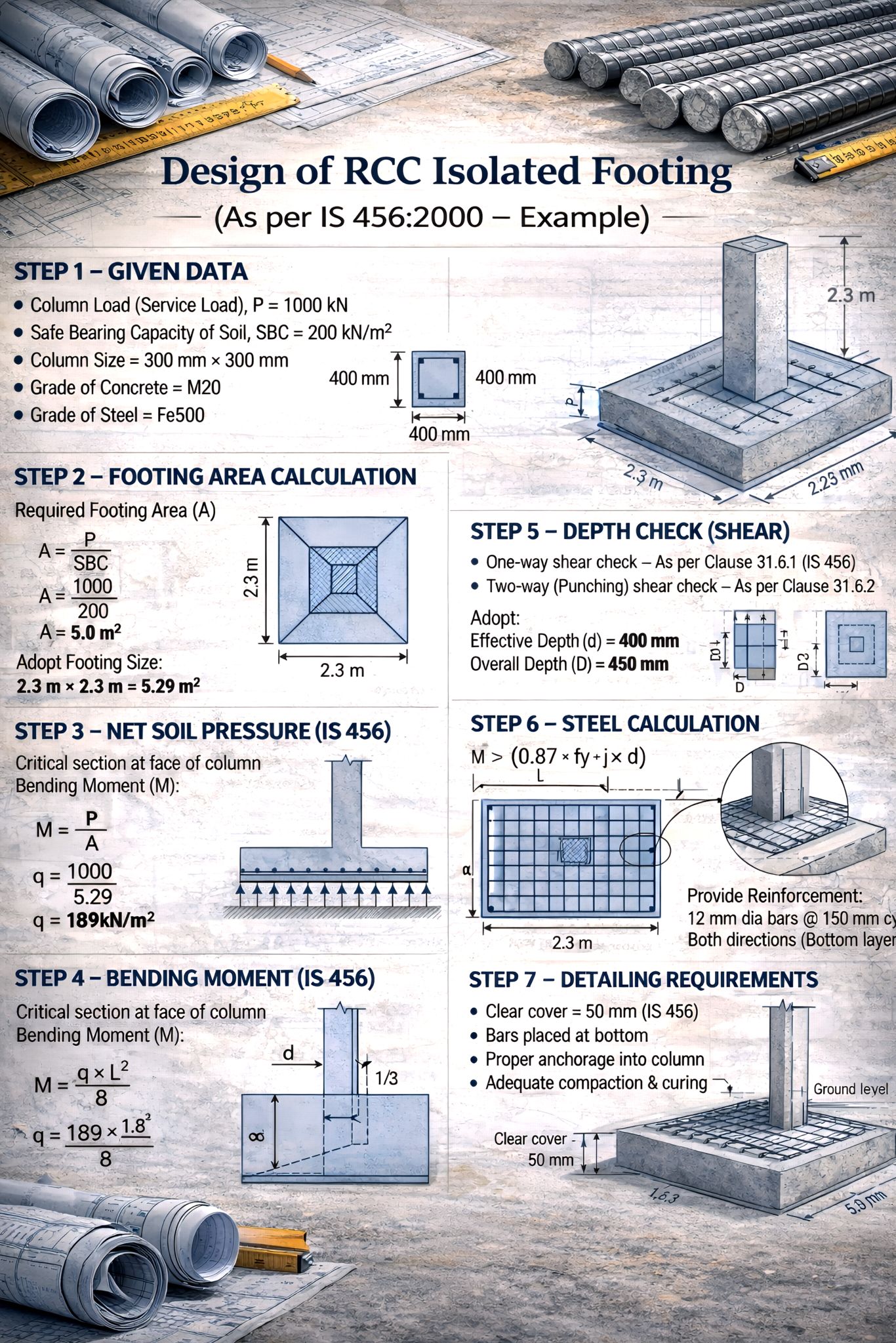 Design of RCC Isolated... - Civil Engineering Study Zone | Facebook