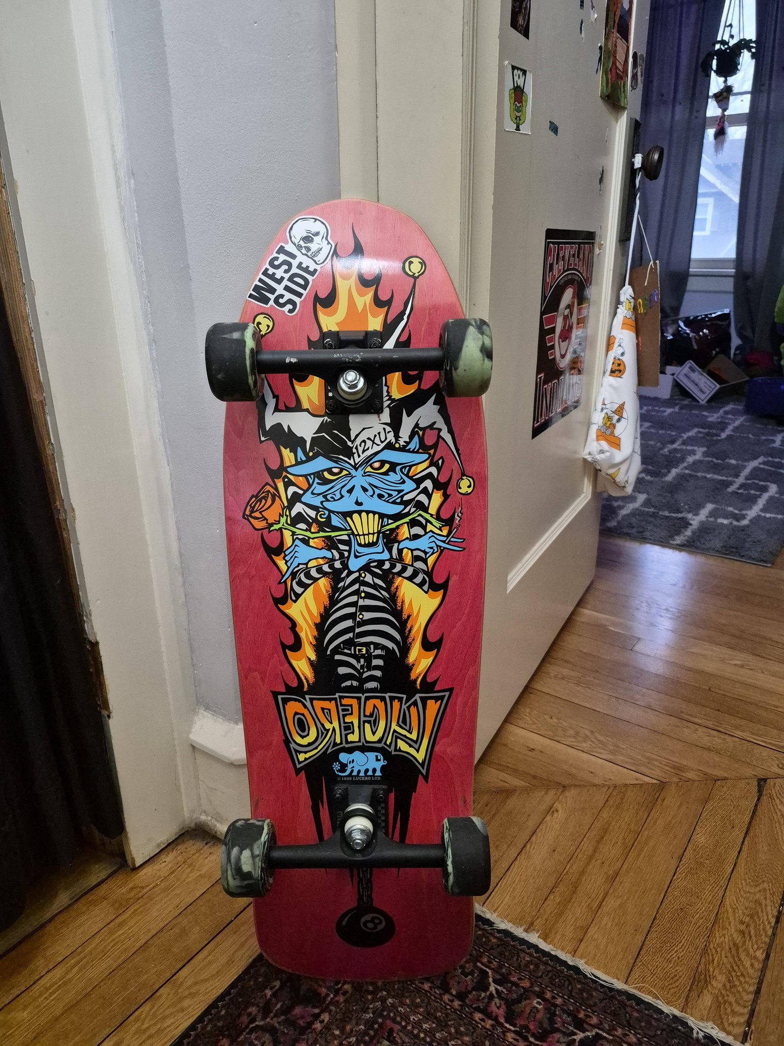 Vintage John Lucero skateboard reissue for display