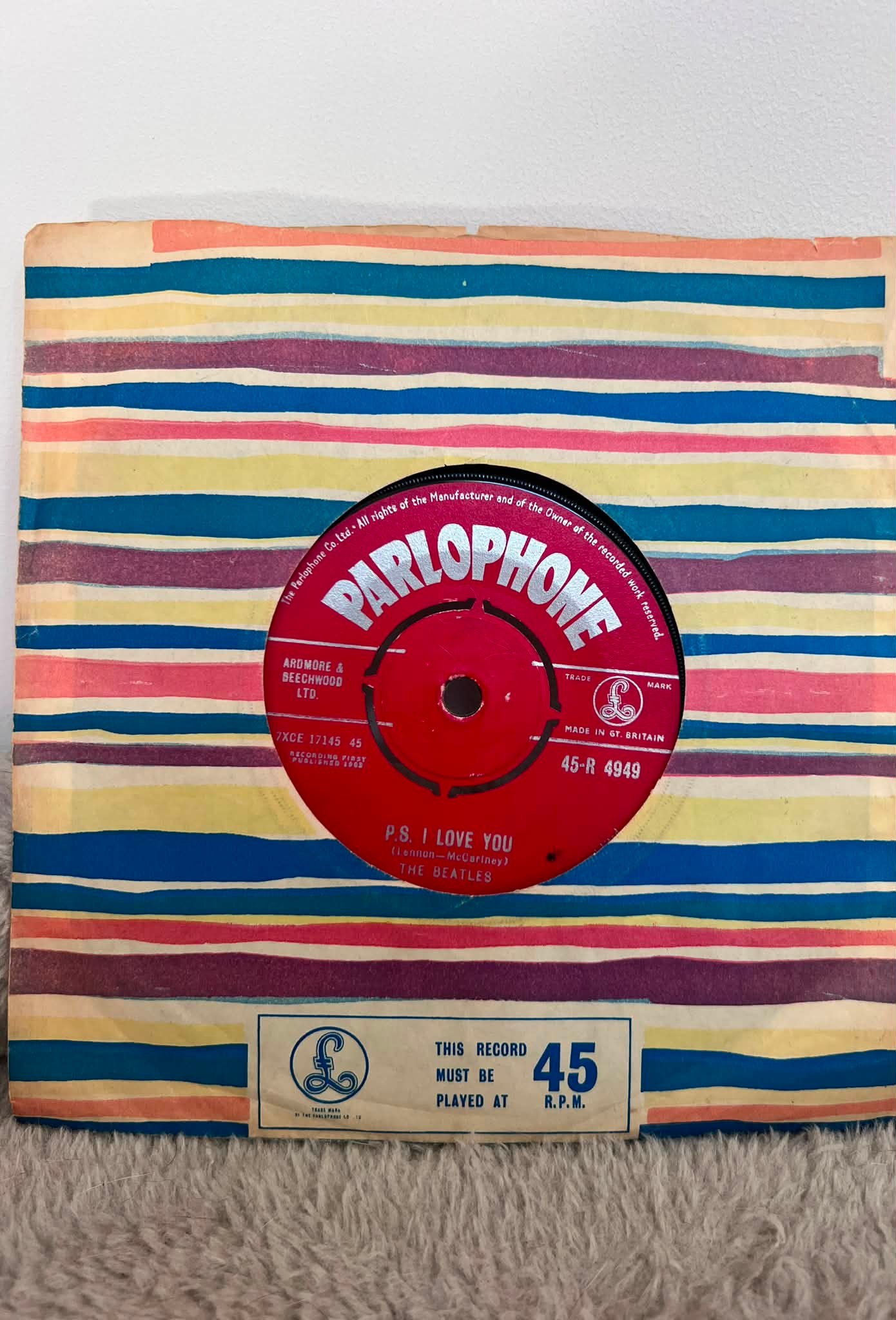 Rare Beatles 'Love Me Do' 7-inch 45rpm single, original red label
