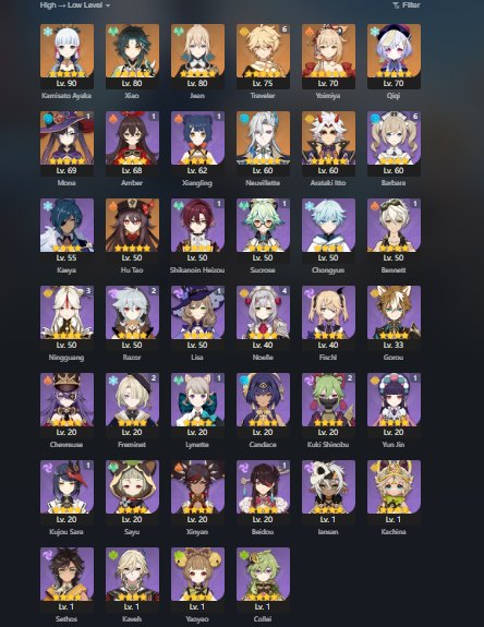 Compte Genshin Impact AR 56 Serveur EU - Avec 10 Personnages 5 étoiles, Prêt à Jouer