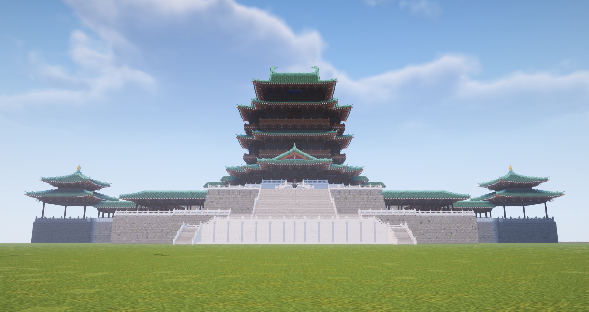 Minecraft 建築社團 | 唐風的滕王閣,再來還有花園 廣場 東門和牌樓 | Facebook
