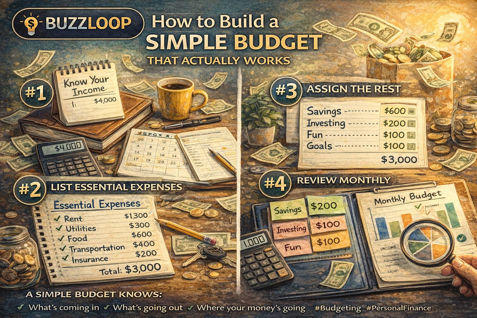 BuzzloopWealth - HOW TO BUILD A SIMPLE BUDGET THAT ACTUALLY WORKS Most ...