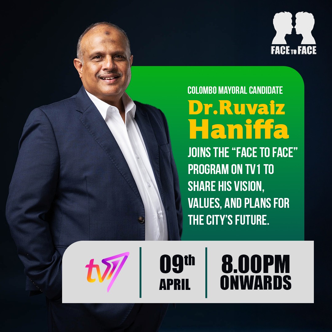 📣 TOMORROW on TV1: Face to Face with... - Dr. Ruvaiz Haniffa | Facebook