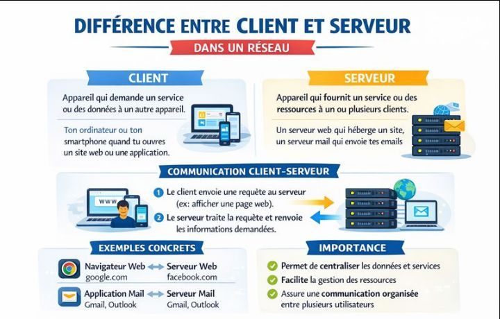 Informatique - 🖥️ DIFFÉRENCE ENTRE CLIENT ET SERVEUR DANS UN RÉSEAU ...