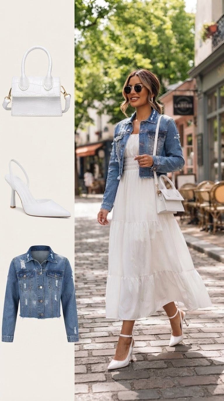 Summer styling with denim jackets and maxi dresses