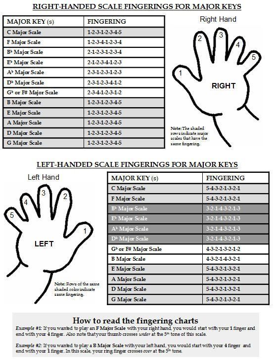 Music Education | Left and right handed scales fingering for major keys ...