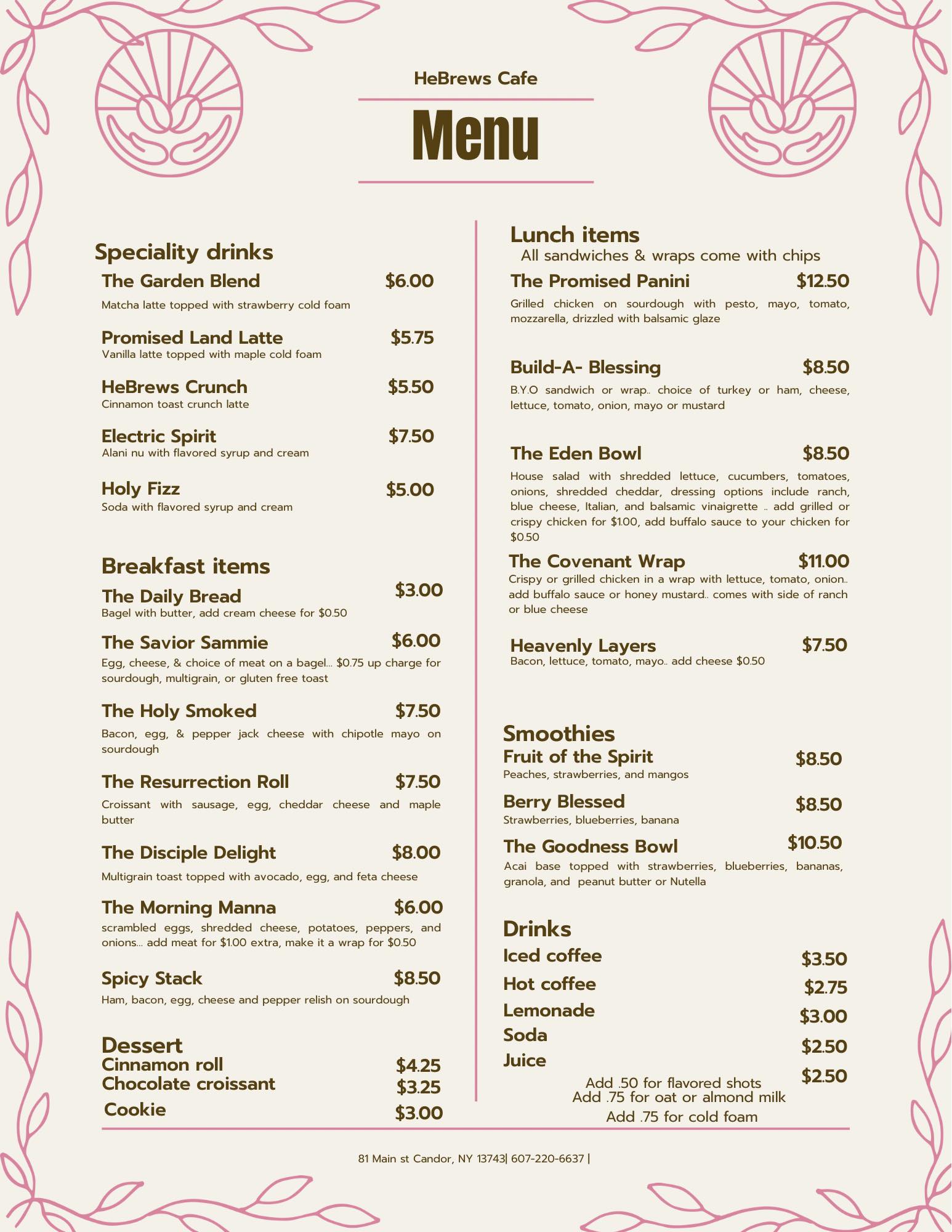 HeBrews - Our menu is here!!! Just a reminder, we will be open for good ...