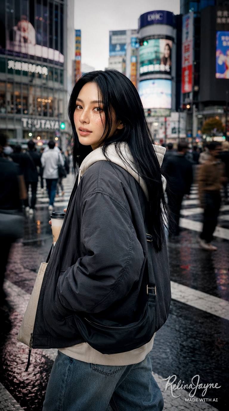 Japanese oversized fashion in city streets