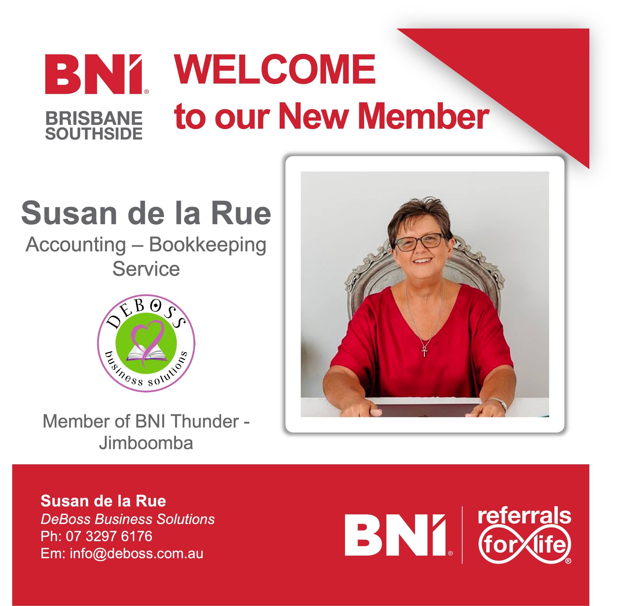 BNI - 📚 Exciting News! Join us in giving a warm welcome to Susan de la ...