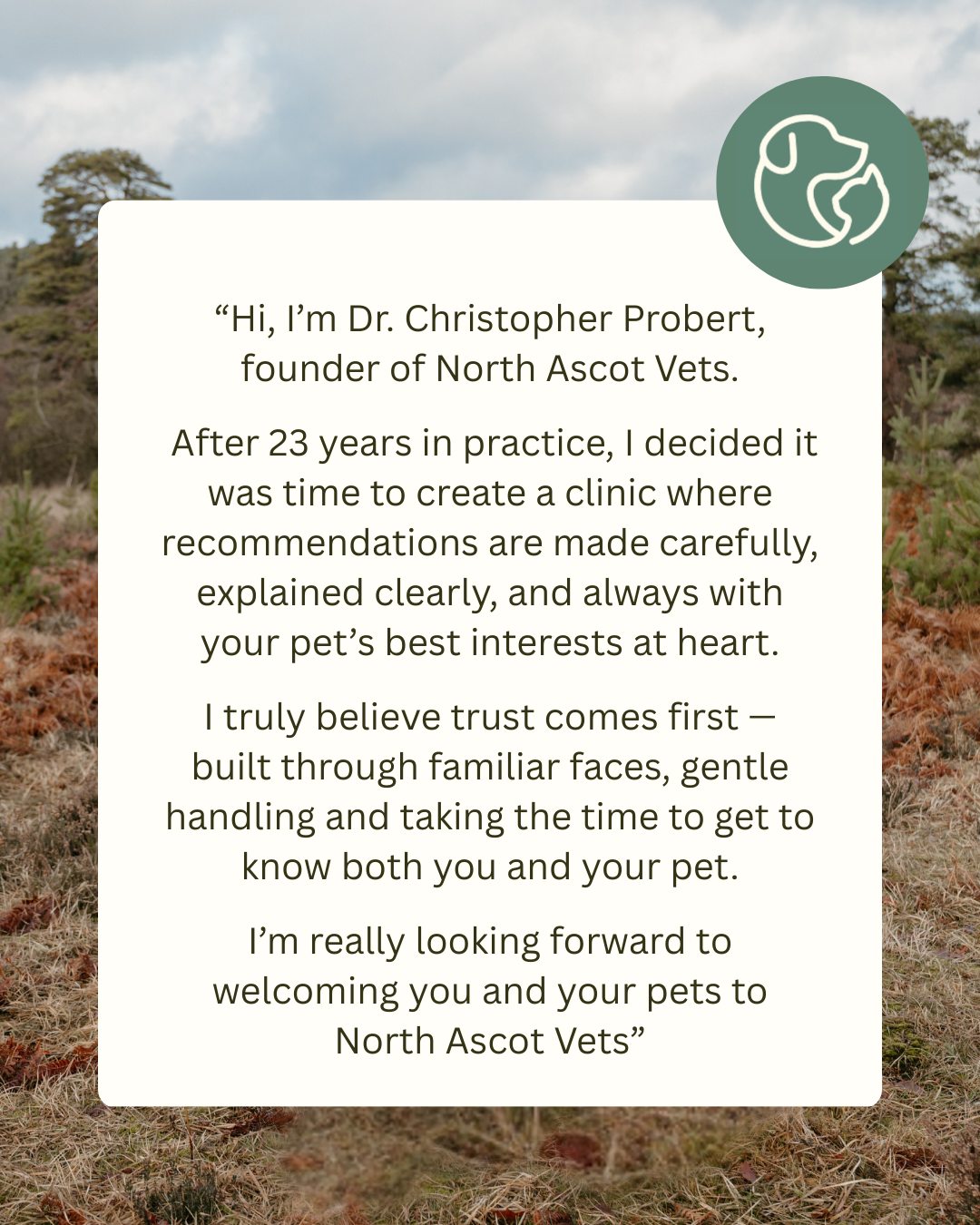 Meet Dr Christopher Probert, founder of... - North Ascot Vets | Facebook