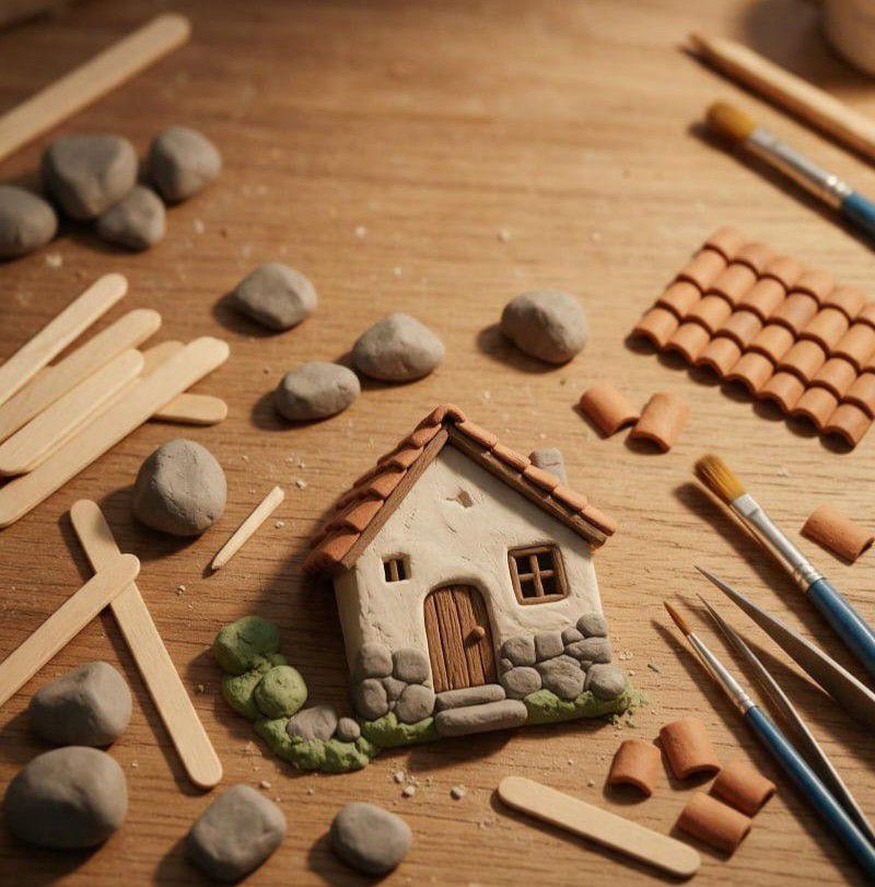 DIY popsicle stick house in 30 seconds ⏱️ Frame, walls, roof, done ...