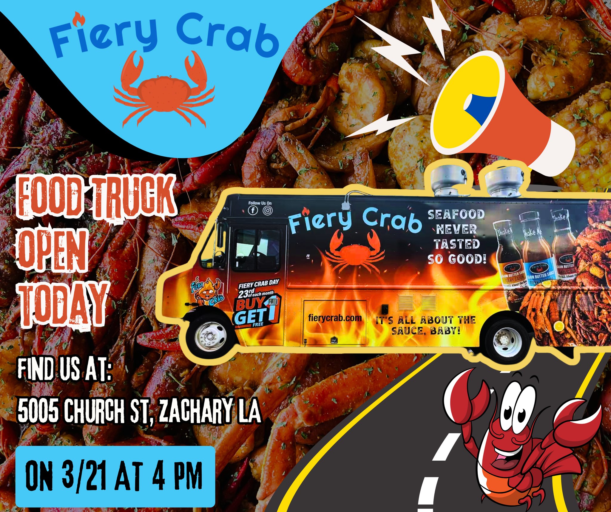 Fiery Crab Food Truck serves fresh seafood in Donaldsonville, LA