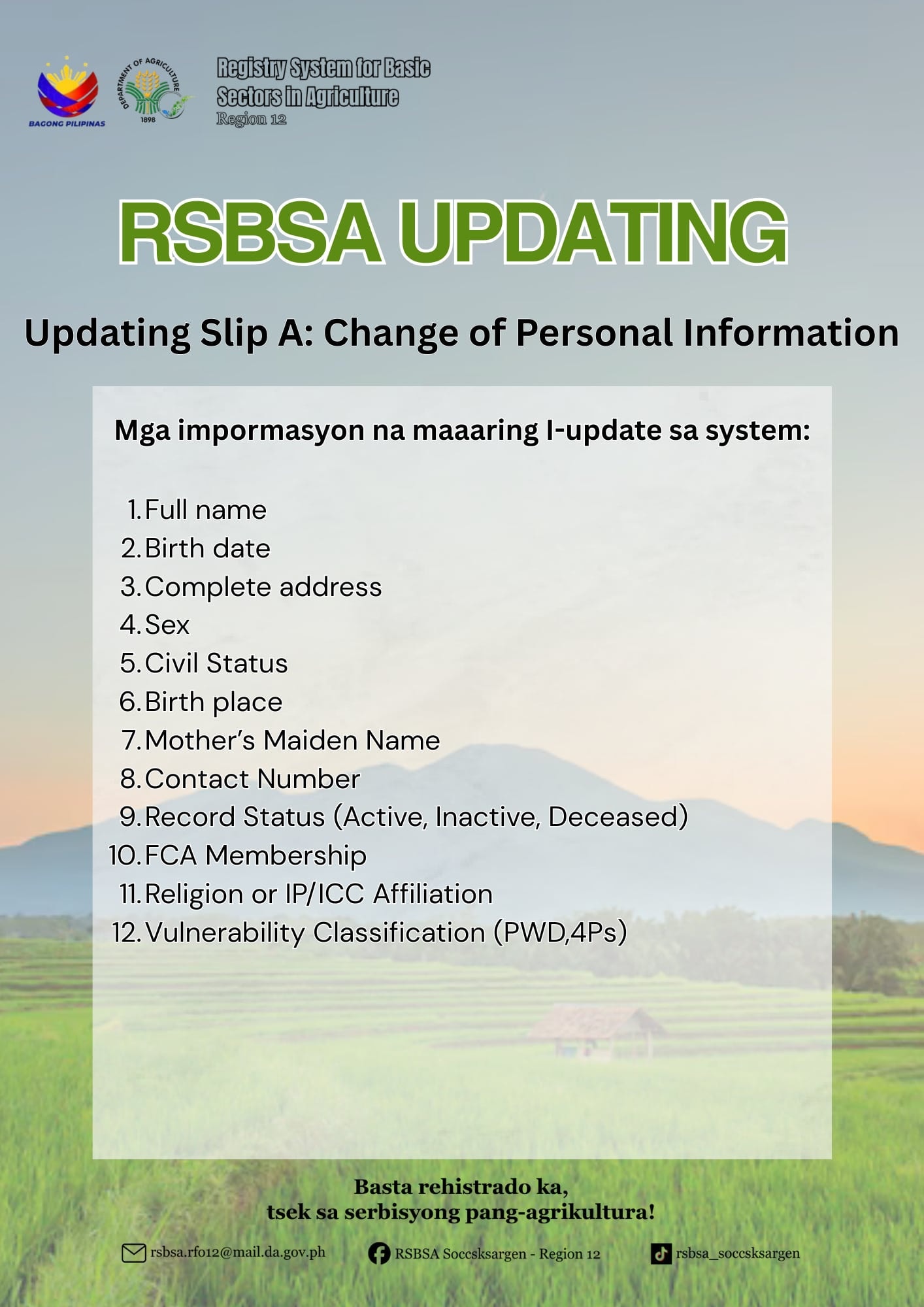 RSBSA Soccsksargen - Region 12 | Koronadal